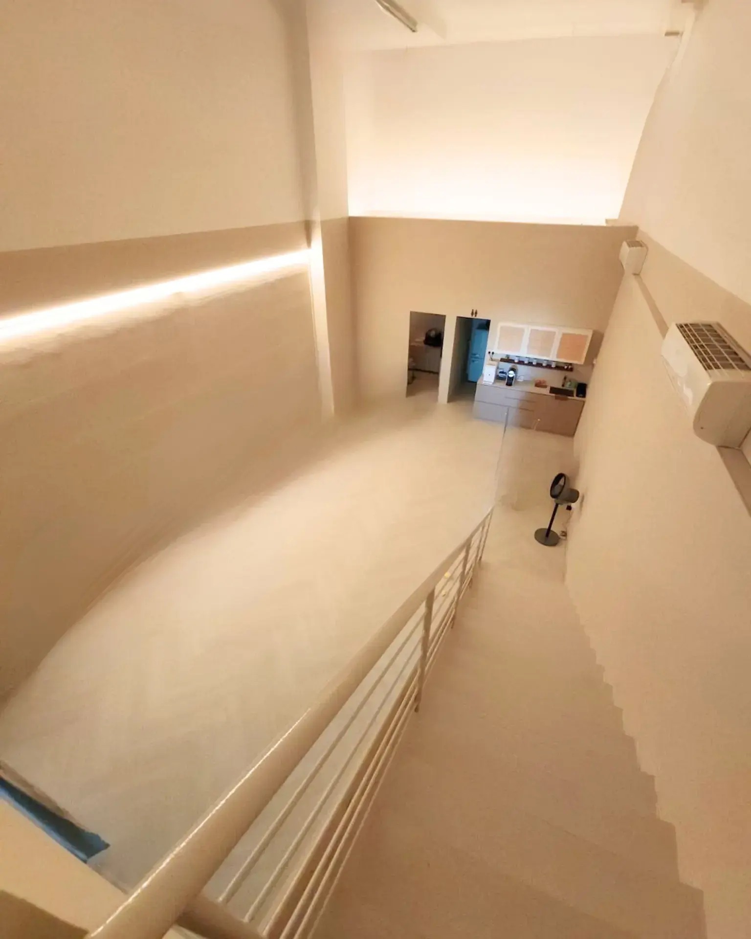 The full length of the main hall, cleared